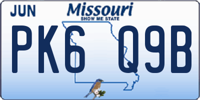 MO license plate PK6Q9B