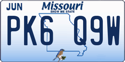 MO license plate PK6Q9W