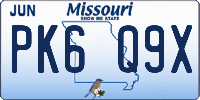 MO license plate PK6Q9X