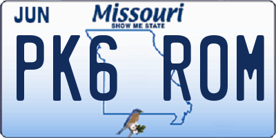 MO license plate PK6R0M