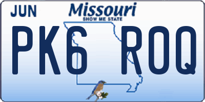 MO license plate PK6R0Q