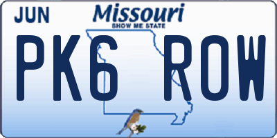 MO license plate PK6R0W