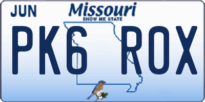 MO license plate PK6R0X