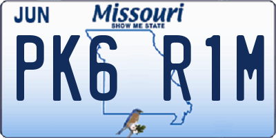 MO license plate PK6R1M