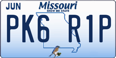 MO license plate PK6R1P