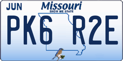 MO license plate PK6R2E