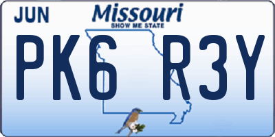 MO license plate PK6R3Y