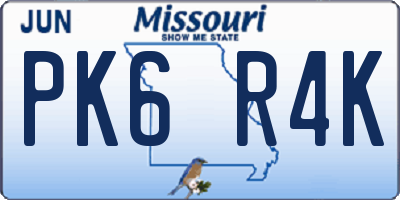 MO license plate PK6R4K