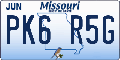 MO license plate PK6R5G