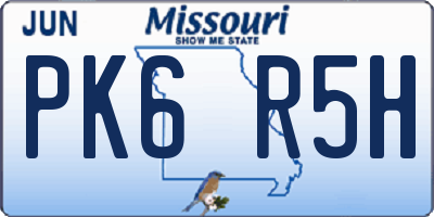 MO license plate PK6R5H