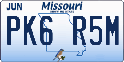 MO license plate PK6R5M