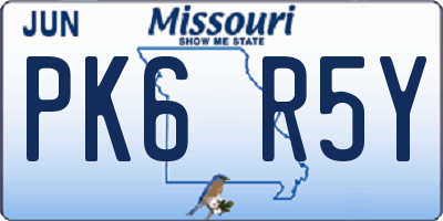 MO license plate PK6R5Y