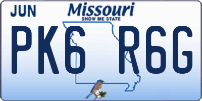 MO license plate PK6R6G