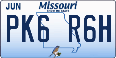 MO license plate PK6R6H