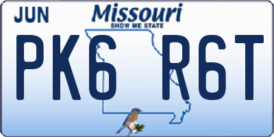 MO license plate PK6R6T