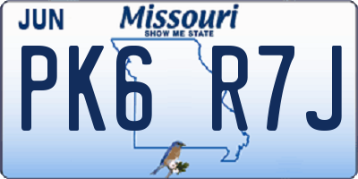 MO license plate PK6R7J