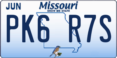 MO license plate PK6R7S