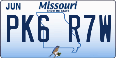 MO license plate PK6R7W