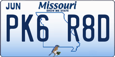 MO license plate PK6R8D