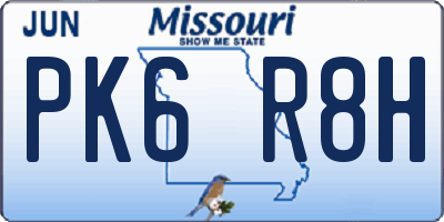 MO license plate PK6R8H