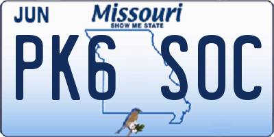 MO license plate PK6S0C