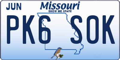 MO license plate PK6S0K