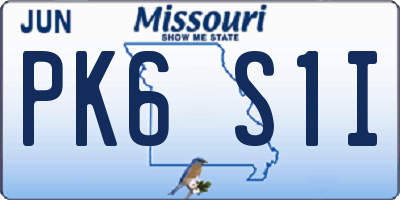 MO license plate PK6S1I