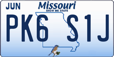 MO license plate PK6S1J