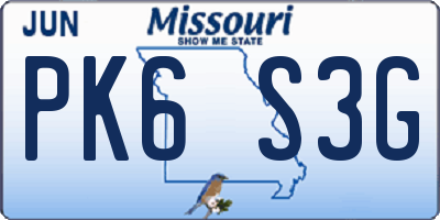 MO license plate PK6S3G