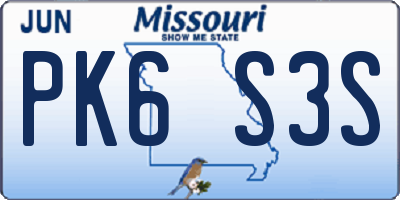 MO license plate PK6S3S