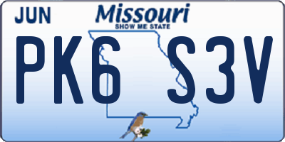 MO license plate PK6S3V