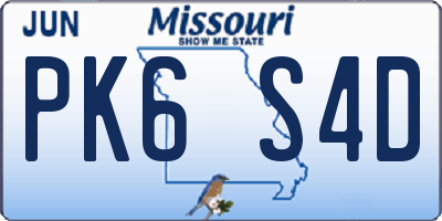 MO license plate PK6S4D