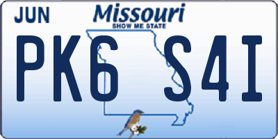 MO license plate PK6S4I
