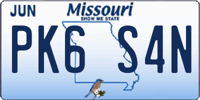 MO license plate PK6S4N