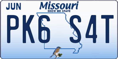 MO license plate PK6S4T