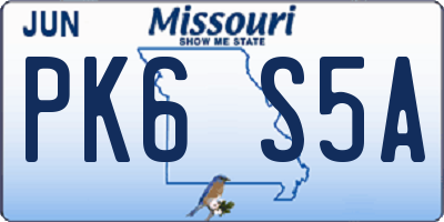 MO license plate PK6S5A