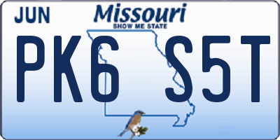 MO license plate PK6S5T