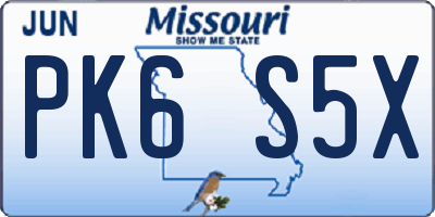MO license plate PK6S5X