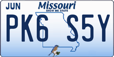 MO license plate PK6S5Y