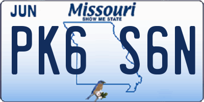 MO license plate PK6S6N