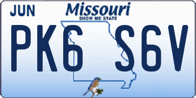 MO license plate PK6S6V