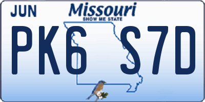 MO license plate PK6S7D
