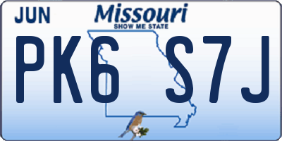 MO license plate PK6S7J