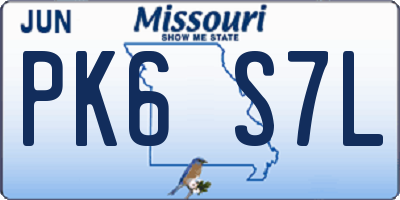 MO license plate PK6S7L