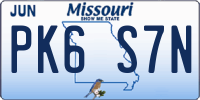 MO license plate PK6S7N