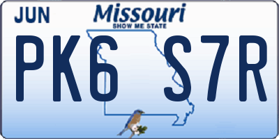 MO license plate PK6S7R