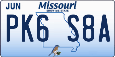 MO license plate PK6S8A