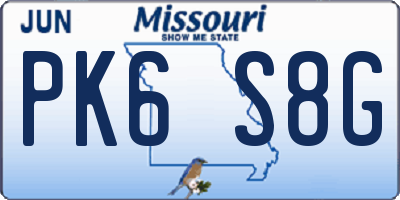 MO license plate PK6S8G