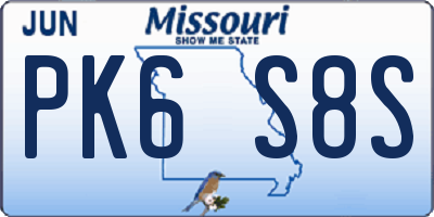 MO license plate PK6S8S