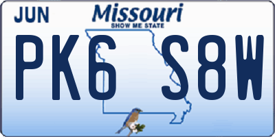MO license plate PK6S8W